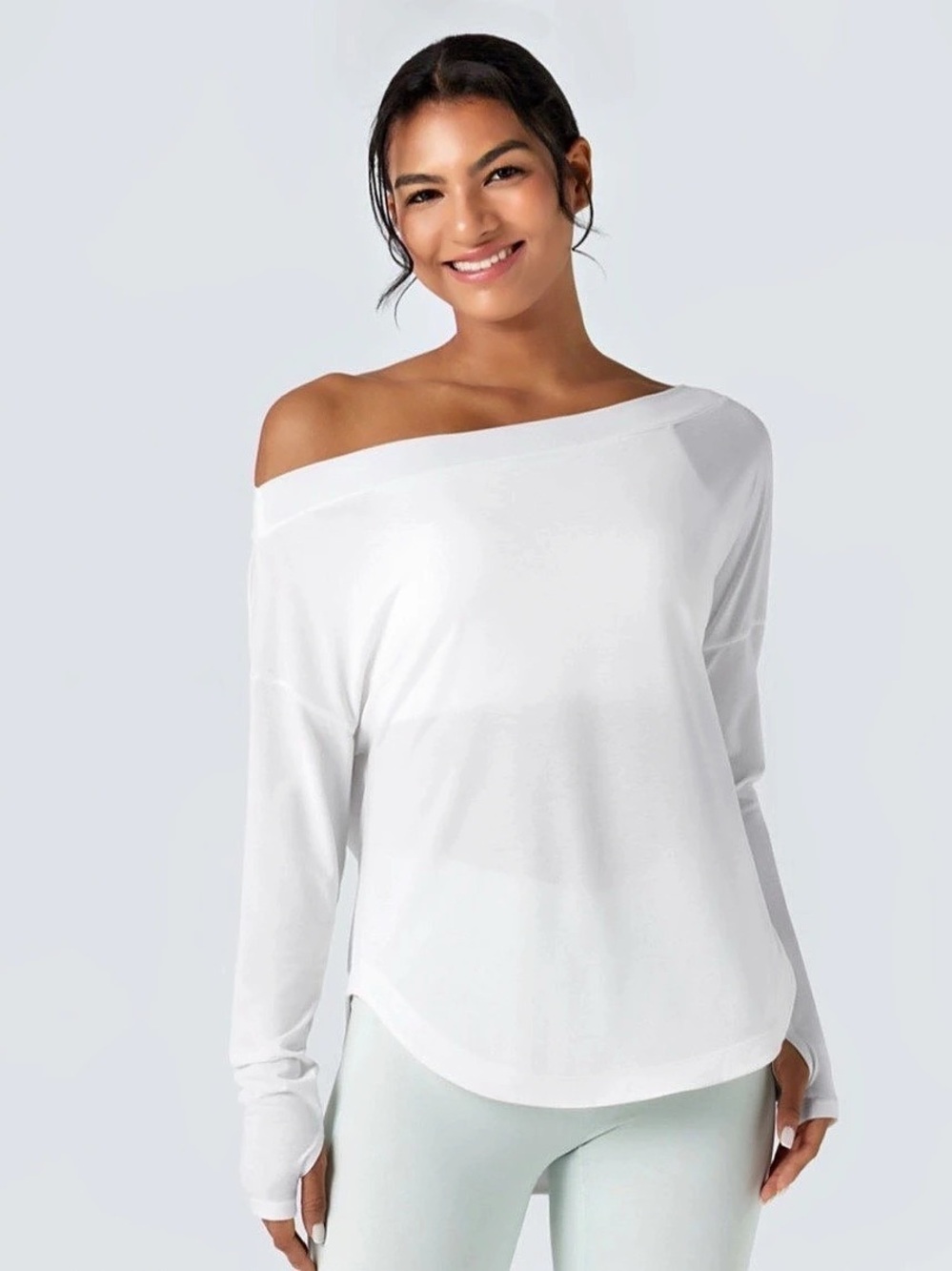 NWT- Halara One Shoulder long sleeve built in bra Size Medium